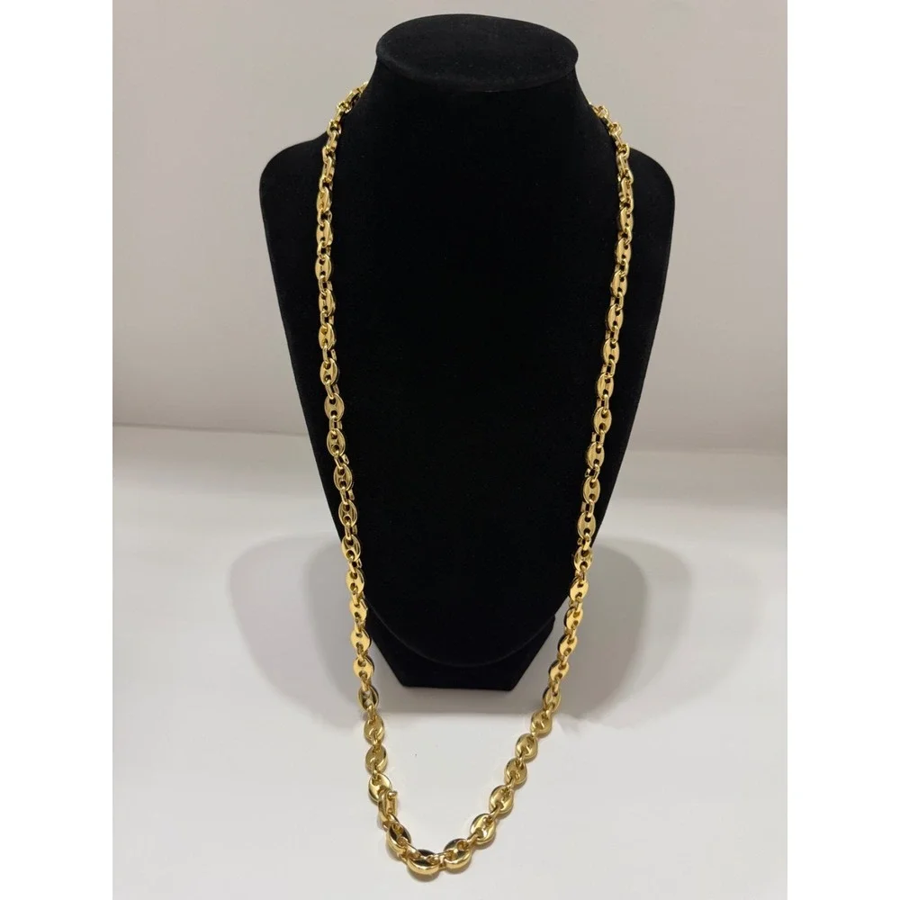 puffy mariner necklace chain gold over stainless 30 inch 8mm